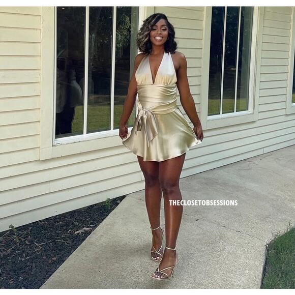 ZARA V-Neckline Short Dress NWT – Taupe Gray – Size L - Picture 12 of 16